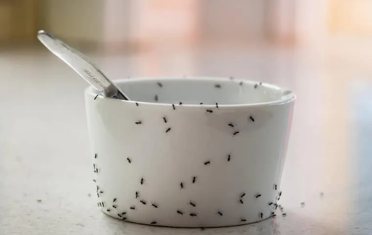 ants crawling on a dish in kitchen ants crawling on a dish in kitchen